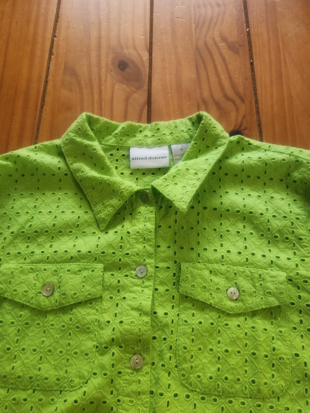 Alfred Dunner Button Up Blouse Green Size 18 - Picture 2 of 5